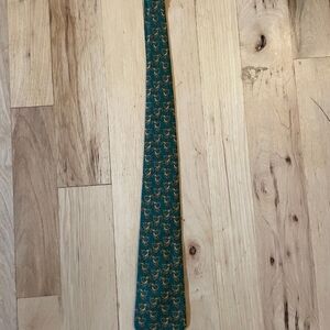 Salvatore Ferragamo Gancini Logo Silk Tie Green Gold Made in Italy
